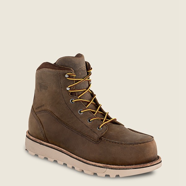 Red Wing Safety Boots Mens Khaki - Traction Tred Lite - 6-inch Waterproof Toe - 6930182-VT